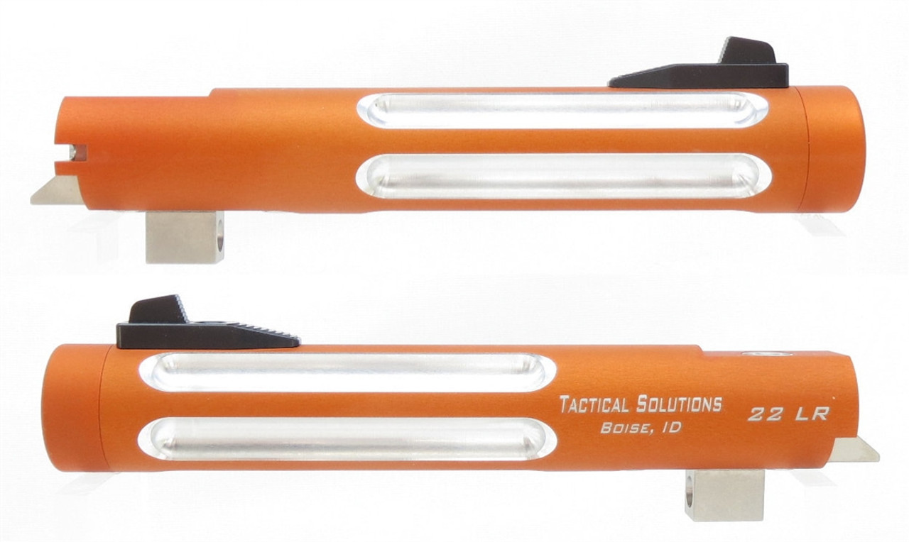 Matte Orange Tactical Solutions 5.5" Trail Lite Silver Fluted Barrel for Buck Mark Threaded 1/2"x28