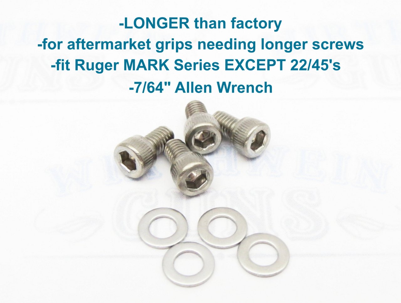 Stainless Grip Screws for Ruger Mark 1 2 3 4 IV Pistols Standard Frame