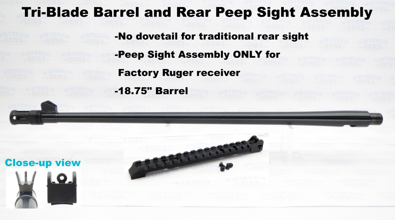 Factory 10/22 Ruger 18.75" THREADED Standard Taper Hammer Forged BLUED Barrel WITH Rear Peep Sight Rail model 31191