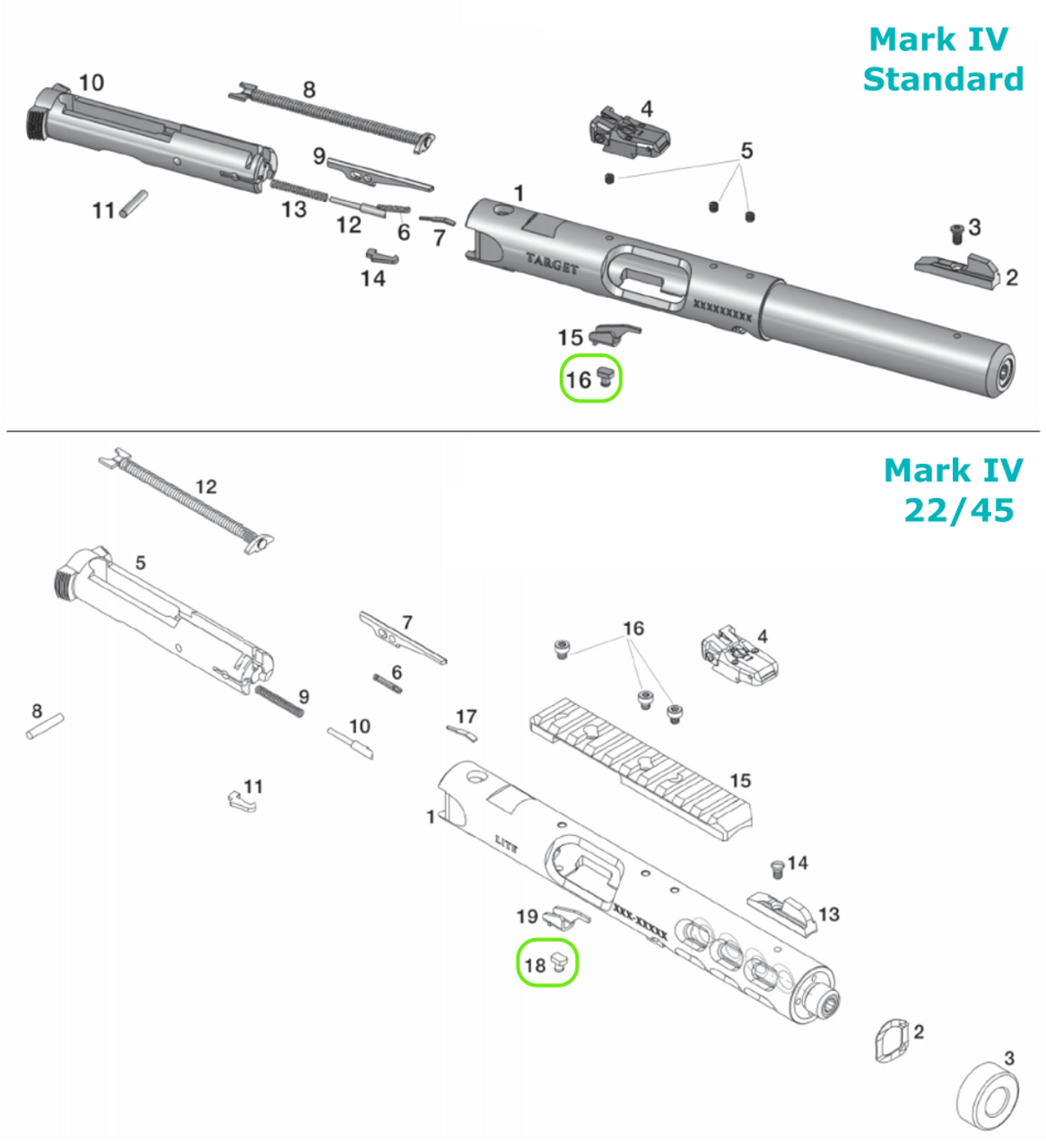 Factory Ruger Mark IV Series Pistol Ejector Rivet Mark 4 Standard & 22/45