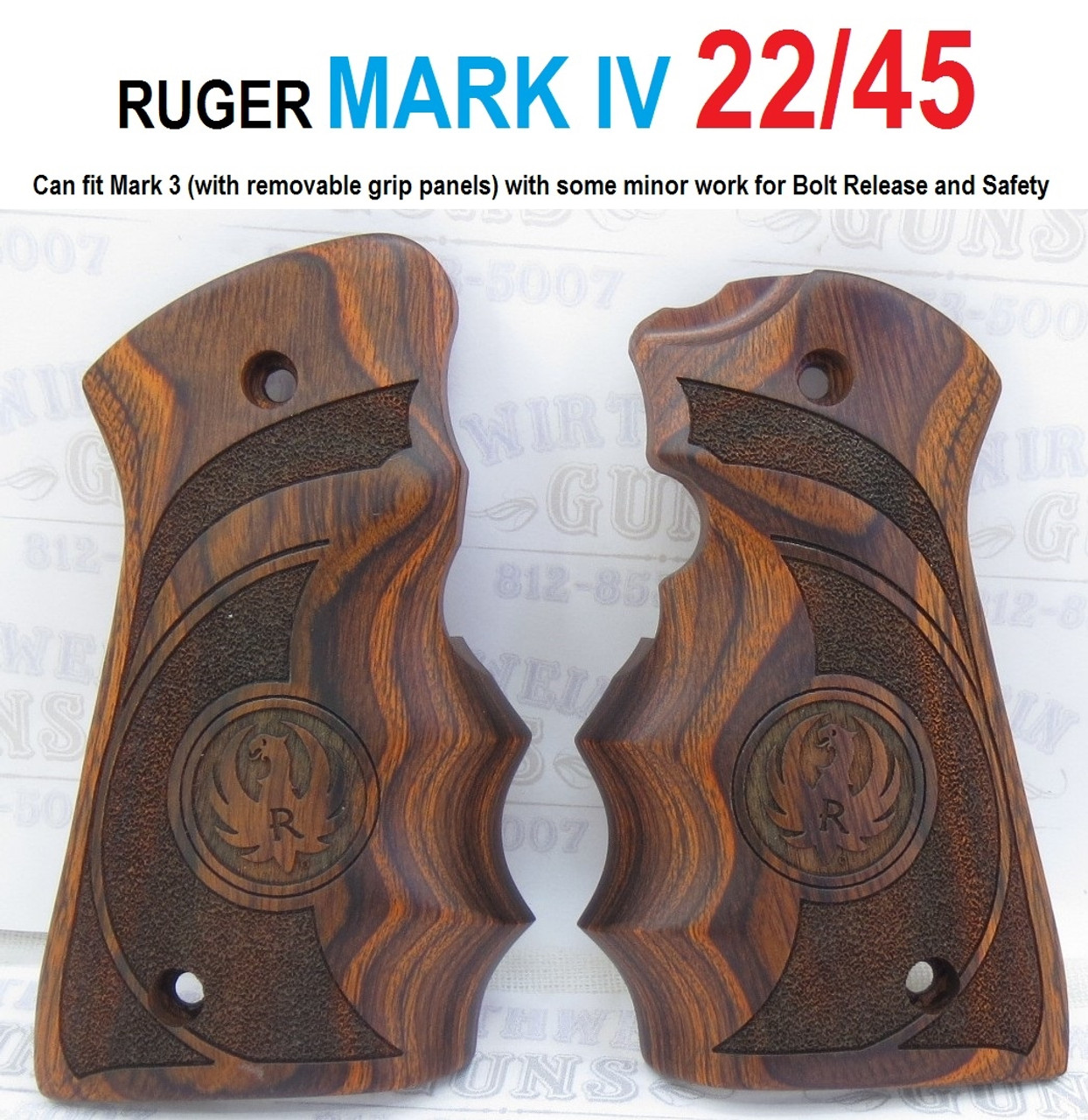 Ruger 22-45 MK-IV Wrap Around Laminated Wood Finger Groove Grips