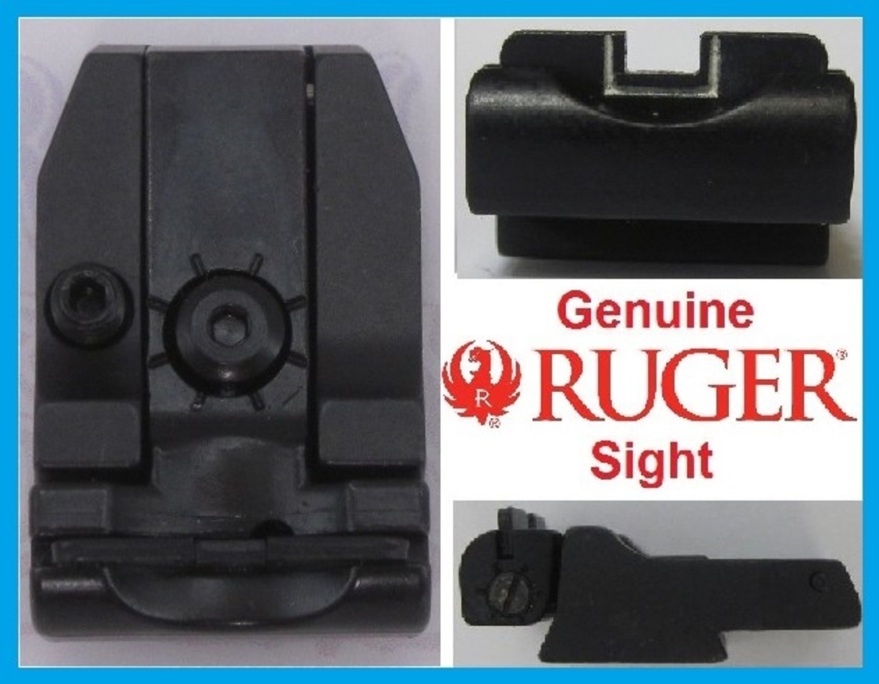 Factory Ruger Adjustable Rear Sight White Outline for Mark Series Pistols