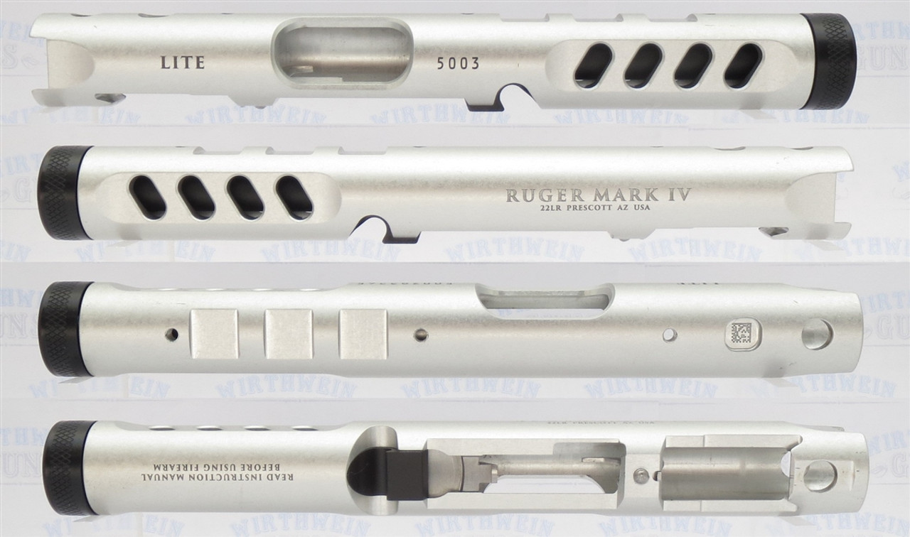 Ruger Mark IV 4  LITE 43949 Take Off Upper SILVER with BLACK Liner with RMS Mount and Sights 1/2x28 Threads