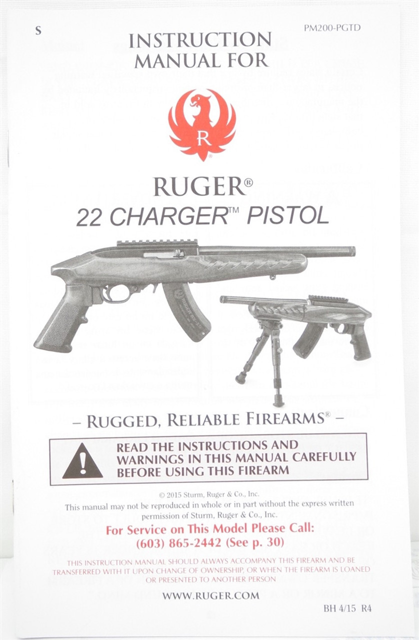 Factory Issued Ruger Instruction Manual - Charger - BH - 415 - R4