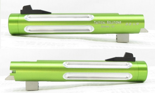 Tactical Solutions 5.5" Trail Lite Laser Green Silver Fluted Barrel for Buck Mark Threaded 1/2"x28