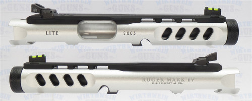 Ruger Mark IV 4  LITE 43949 Take Off Upper SILVER with BLACK Liner with RMS Mount and Sights 1/2x28 Threads