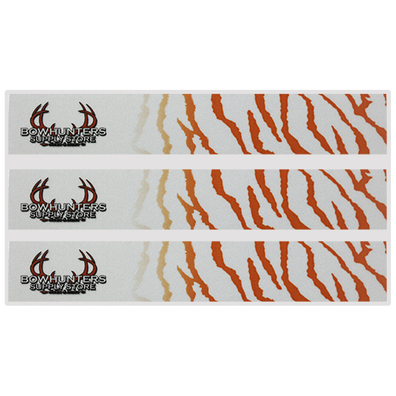 BowHunter Supply Logo  - Tiger Stripe Arrow 7 " Wraps  - Reflective Gold -12 pk