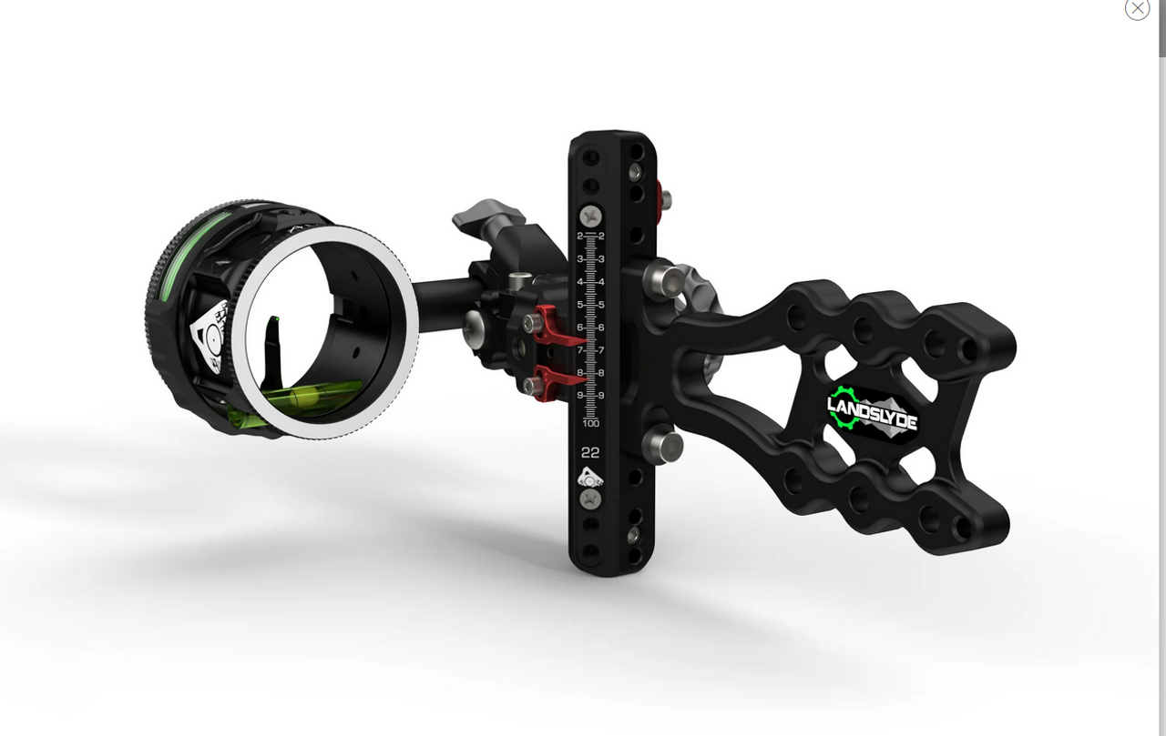 Axcel - LANDSLYDE Plus Carbon Pro Slider Sight - w/AVX-31 Scope - Single Pin - with "T"Connector, Rheostat Cover, Torque Indicator - .019 Green Fiber - Black Sight