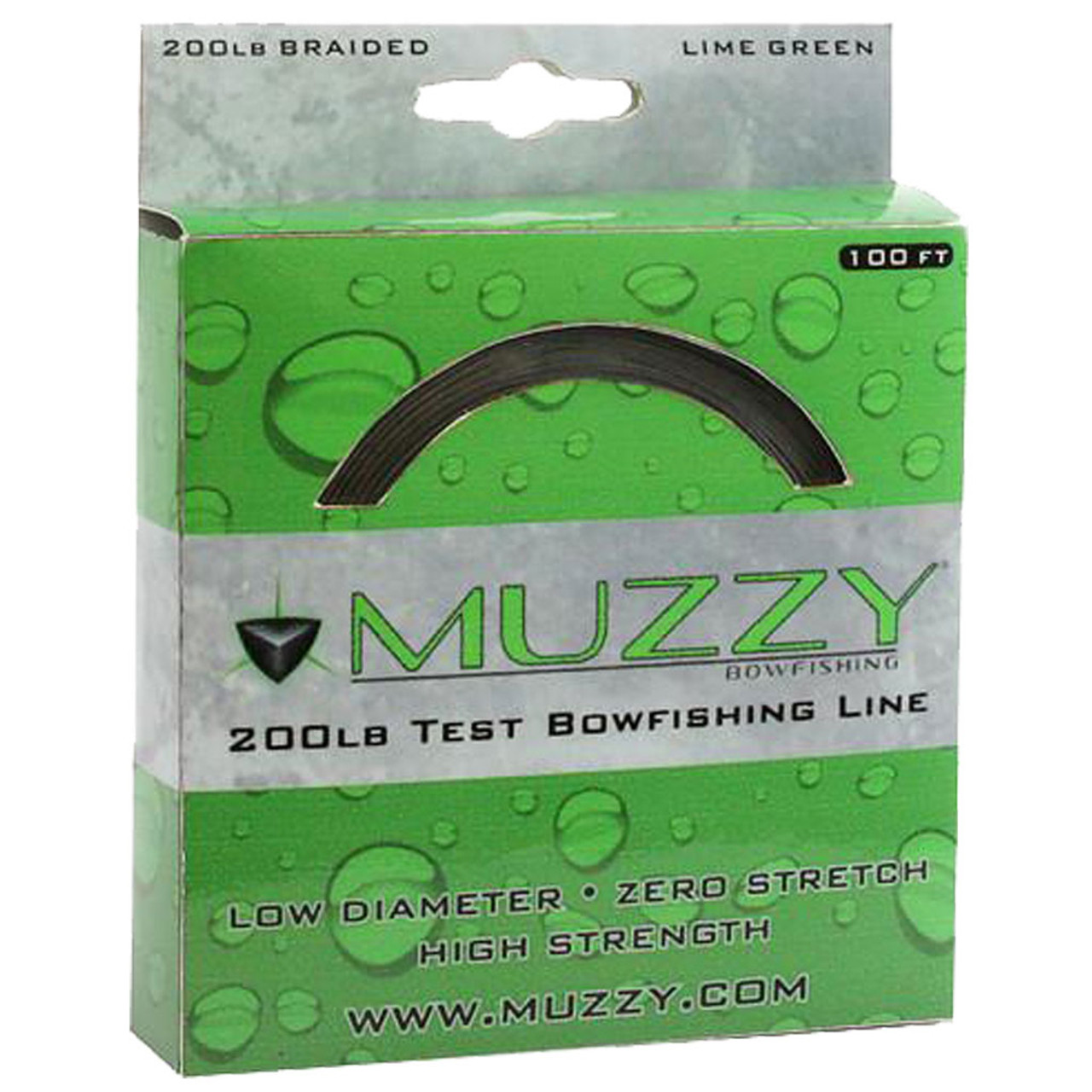 Muzzy - Lime Green - 200# Braided Bowfishing Line - 100ft Spool - 2pk