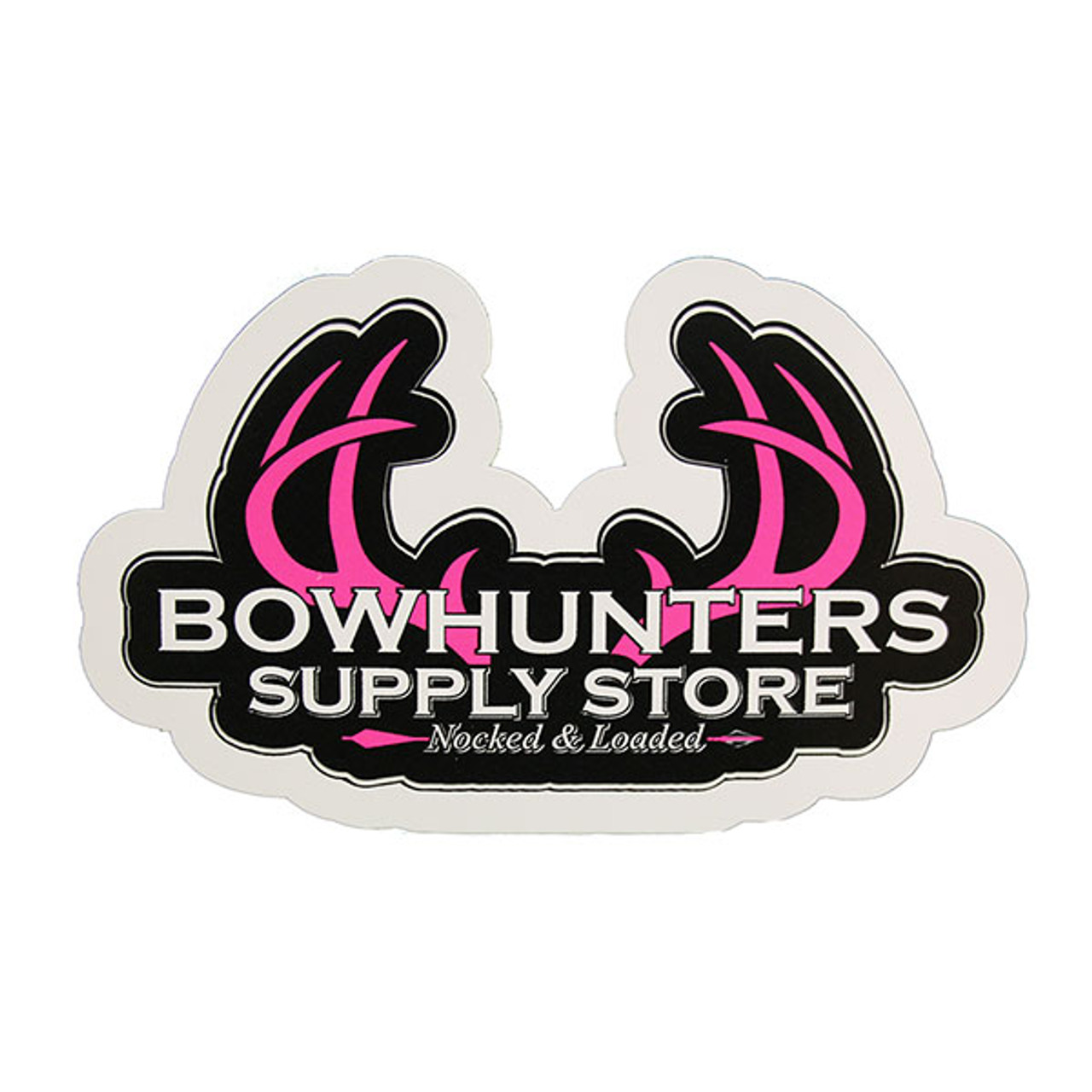 Bowhunters Supply Store 4 x 2.25 Decal w/Pink Antlers