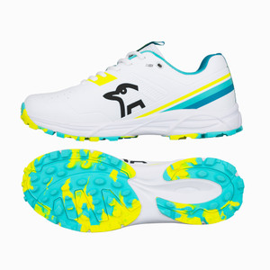 Kookaburra KC 3.0 Rubber Studs Cricket Shoes, Wht/Aqua/Yel  '2026