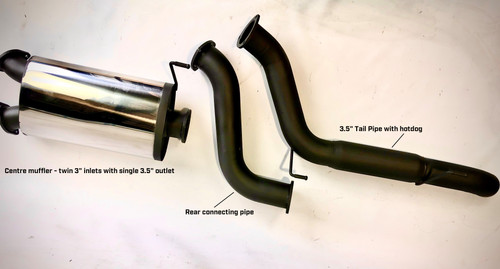 CENTRE MUFFLER - PIPE ONLY  REAR TAIL PIPE
6" ROUND RESONATOR OPTION AVAILABLE