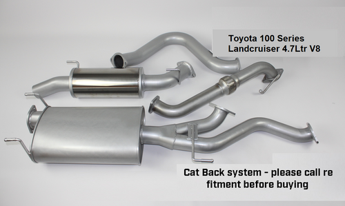 Outback Exhaust system to suit TOYOTA LANDCRUISER 100 Series WAGON 4.7L V8 PETROL UZJ100R  2.5-3" Stainless Steel Cat Back Exhaust System