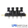 HANA TYPE H2002 GOLD 4 CYLINDERS LPG CNG LNG Injectors Rail (OEM)  Valtek connector , Side Feed
