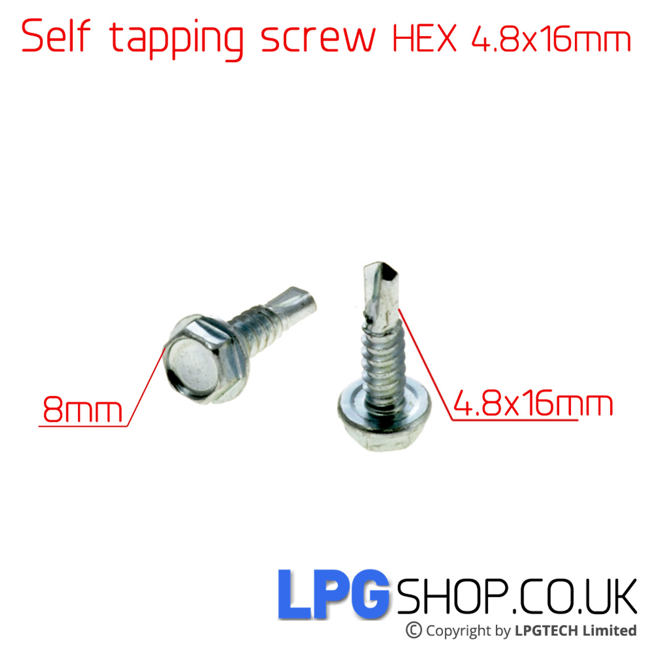 Self Tapping Screw HEX Head Ø4.8mm (100pcs.)