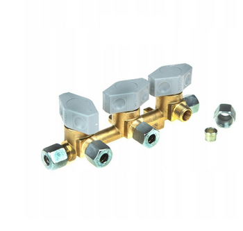 GOK 3 Way Gas Manifold 8mm brass 