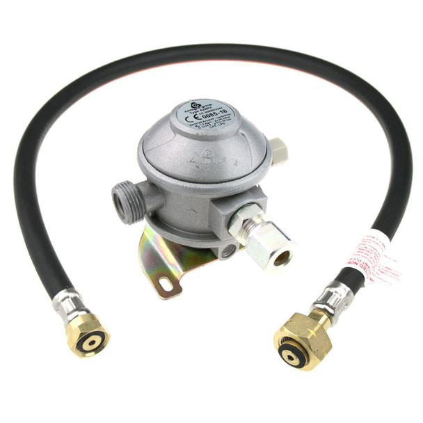 Two Stage Gas Regulator 30mBar for Motorhomes Angled with Nut Pigtail