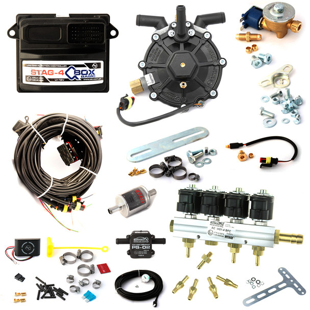 ac stag qbox basic 4 cylinders ecu lpg controller with r01 150hp reducer and w01 injectors autogas lpg conversion kit