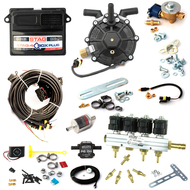 4CYL KIT: AC STAG QBOX Plus OBD, R01 Black, W01 up to 180HP