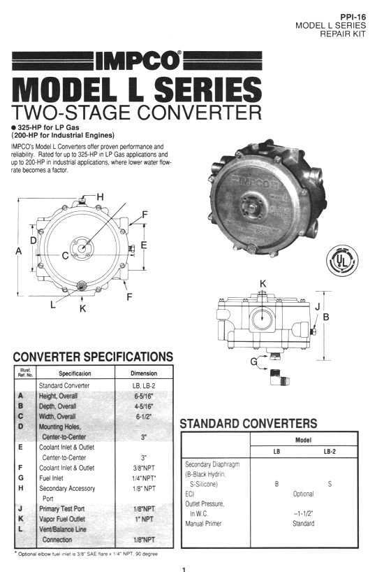 IMPCO Model L Series Two Stage Propane Converter Repair ...