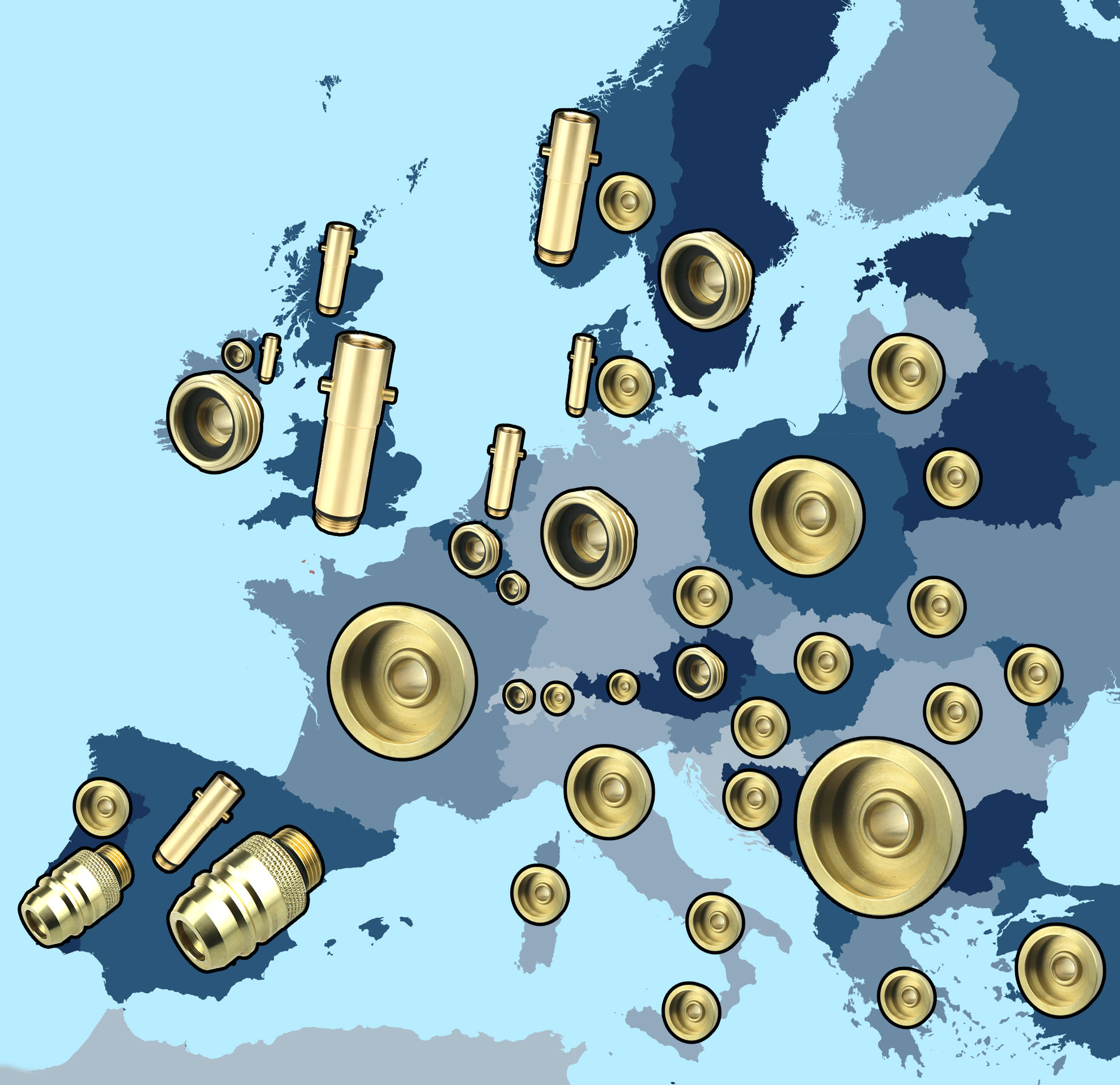 UK Bayonet Gaslow Gasit Adaptors Set for European Travels