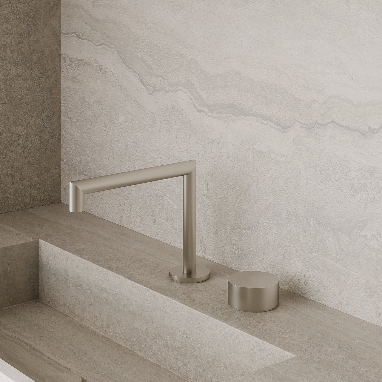 Modern Square Counter-Mounted Faucet with Circular Knobs