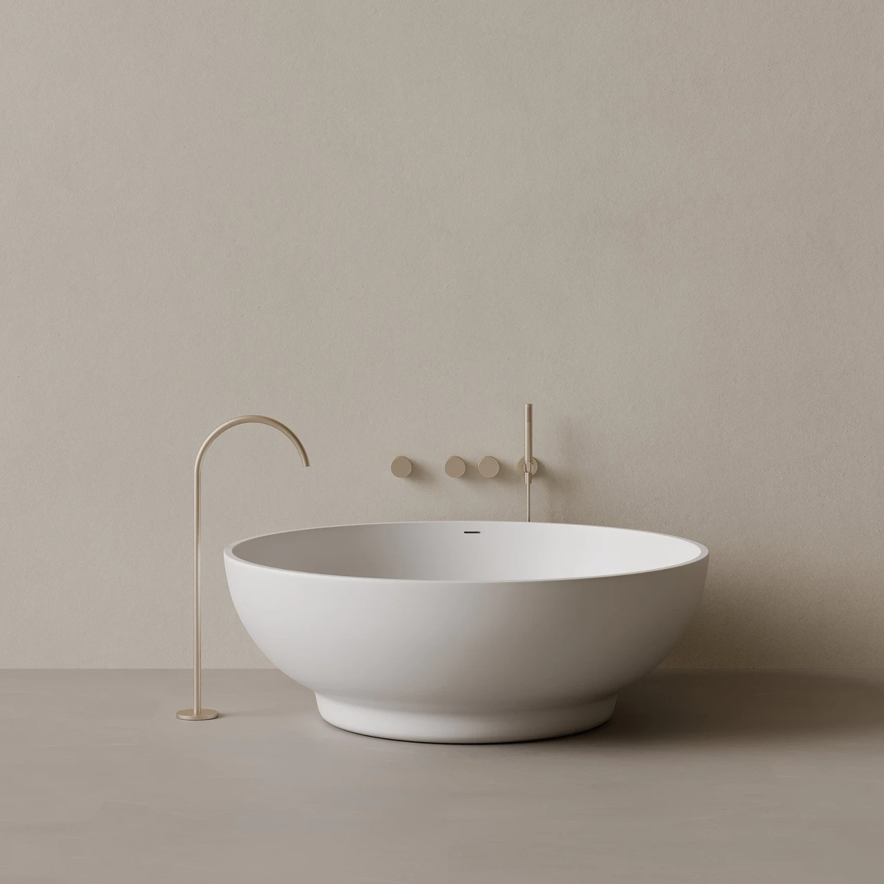 59" x 59" Round Solid Surface Stone Resin Freestanding Bathtub