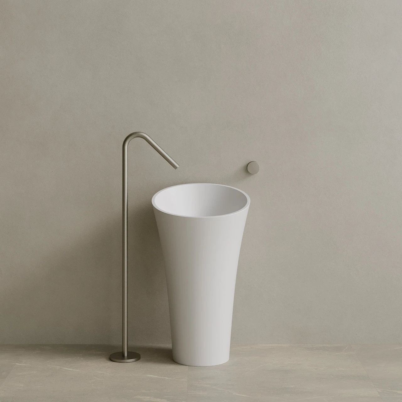 21" x 36" Solid Surface Stone Resin Pedestal Sink