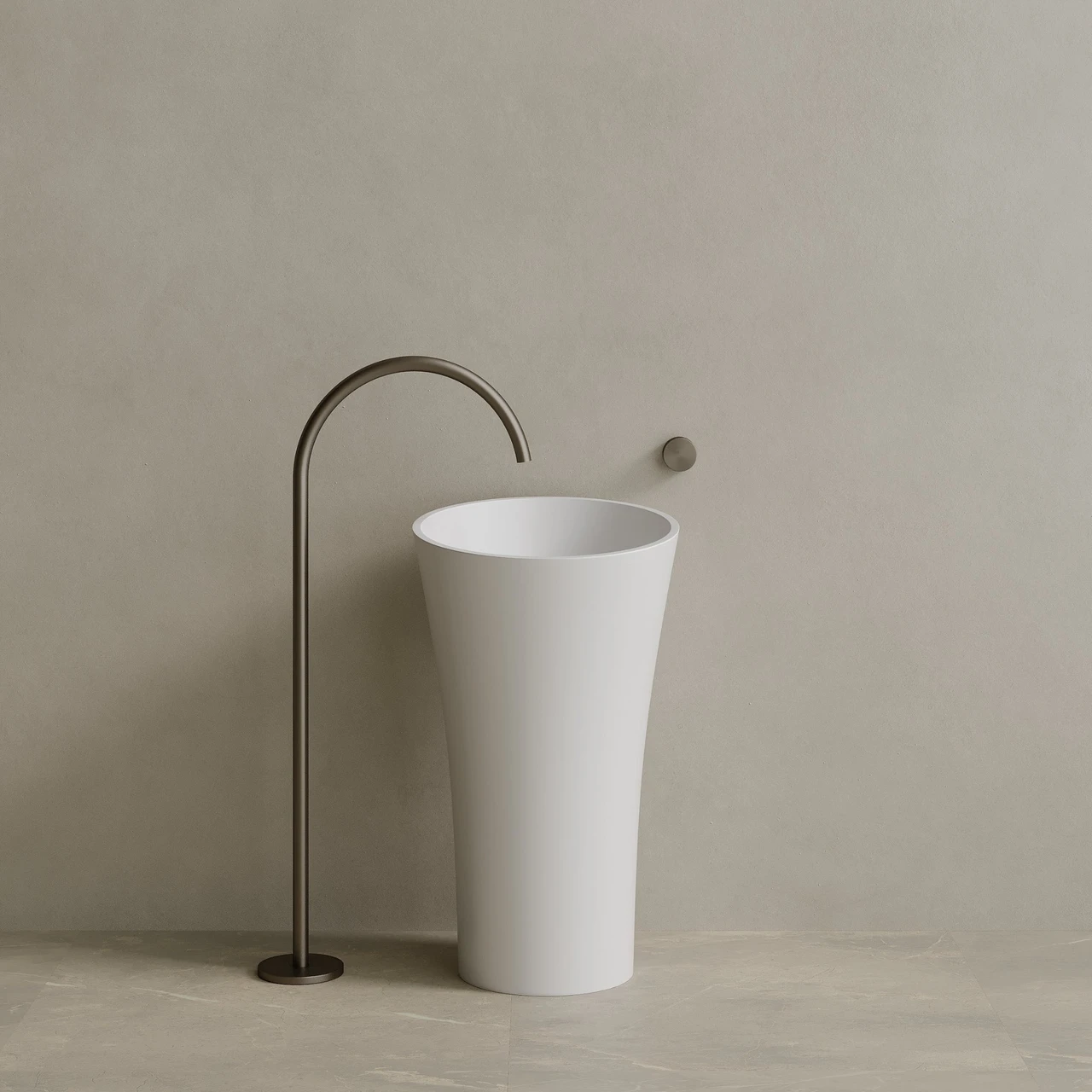 20" x 36" Solid Surface Stone Resin Pedestal Sink