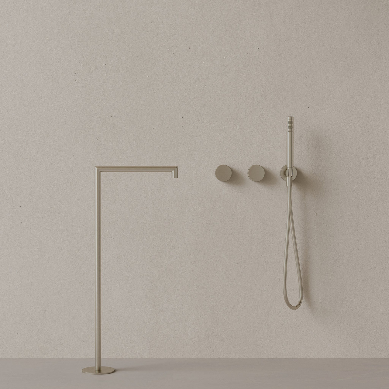 Modern Square Floor-mounted Bathtub Filler