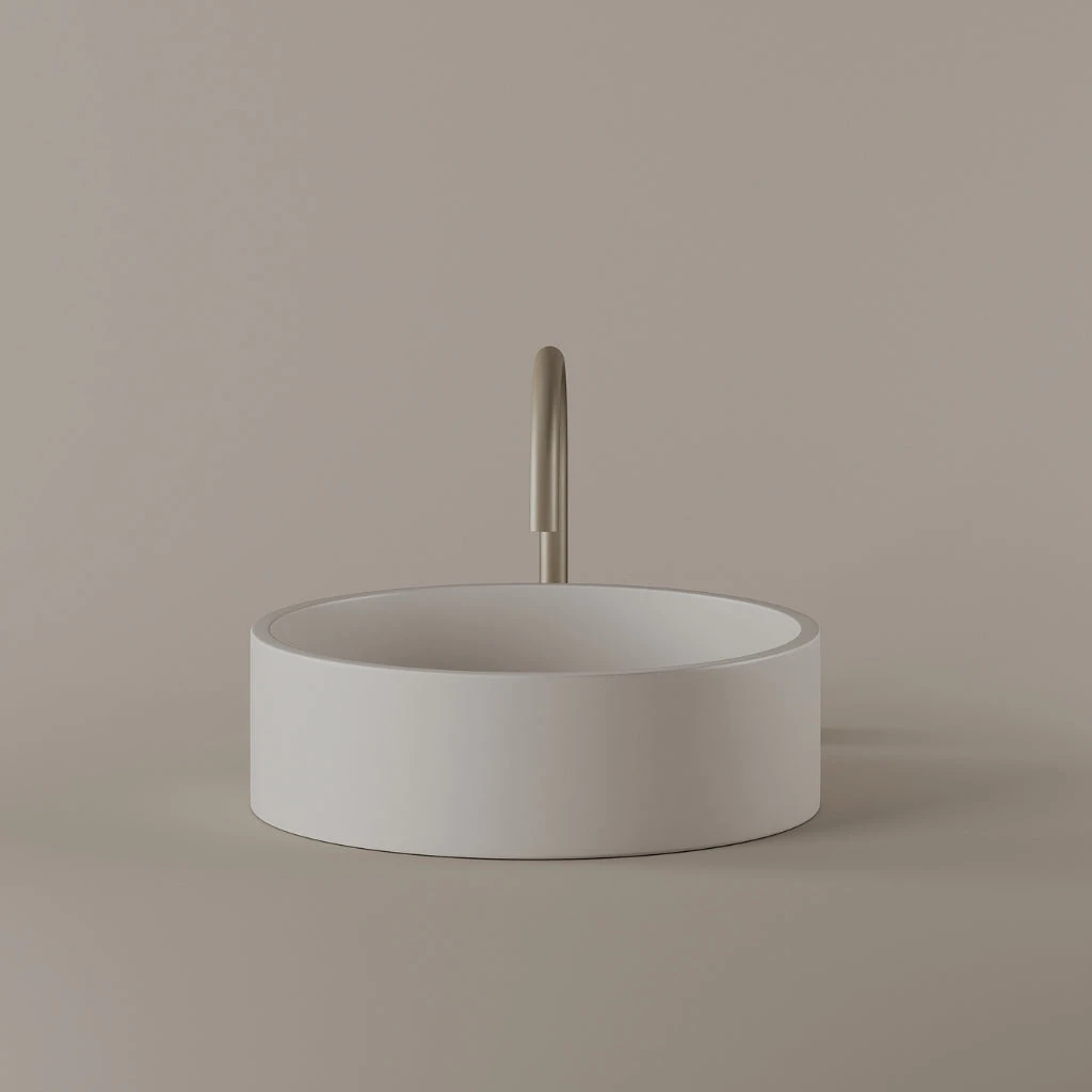 Round Concrete Vessel Sink 15"