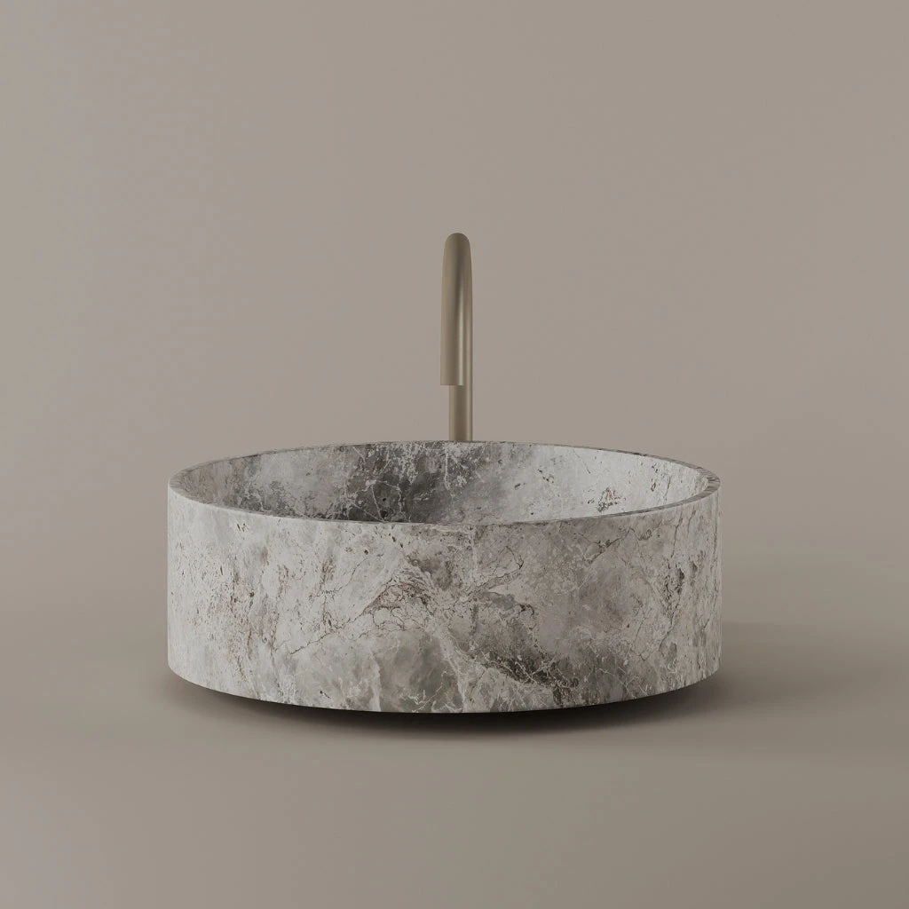 Round Marble Vessel Sink 18"