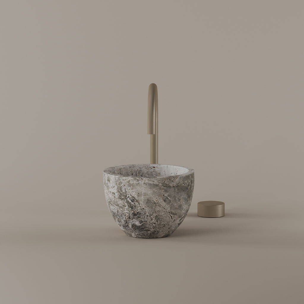 Round Marble Vessel Sink 9"