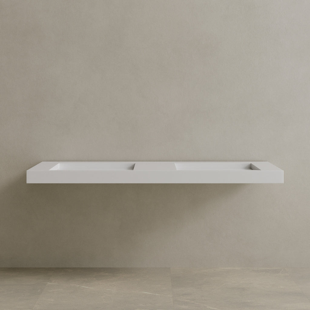 70" Floating Stone Resin Vanity Top with Double Sink