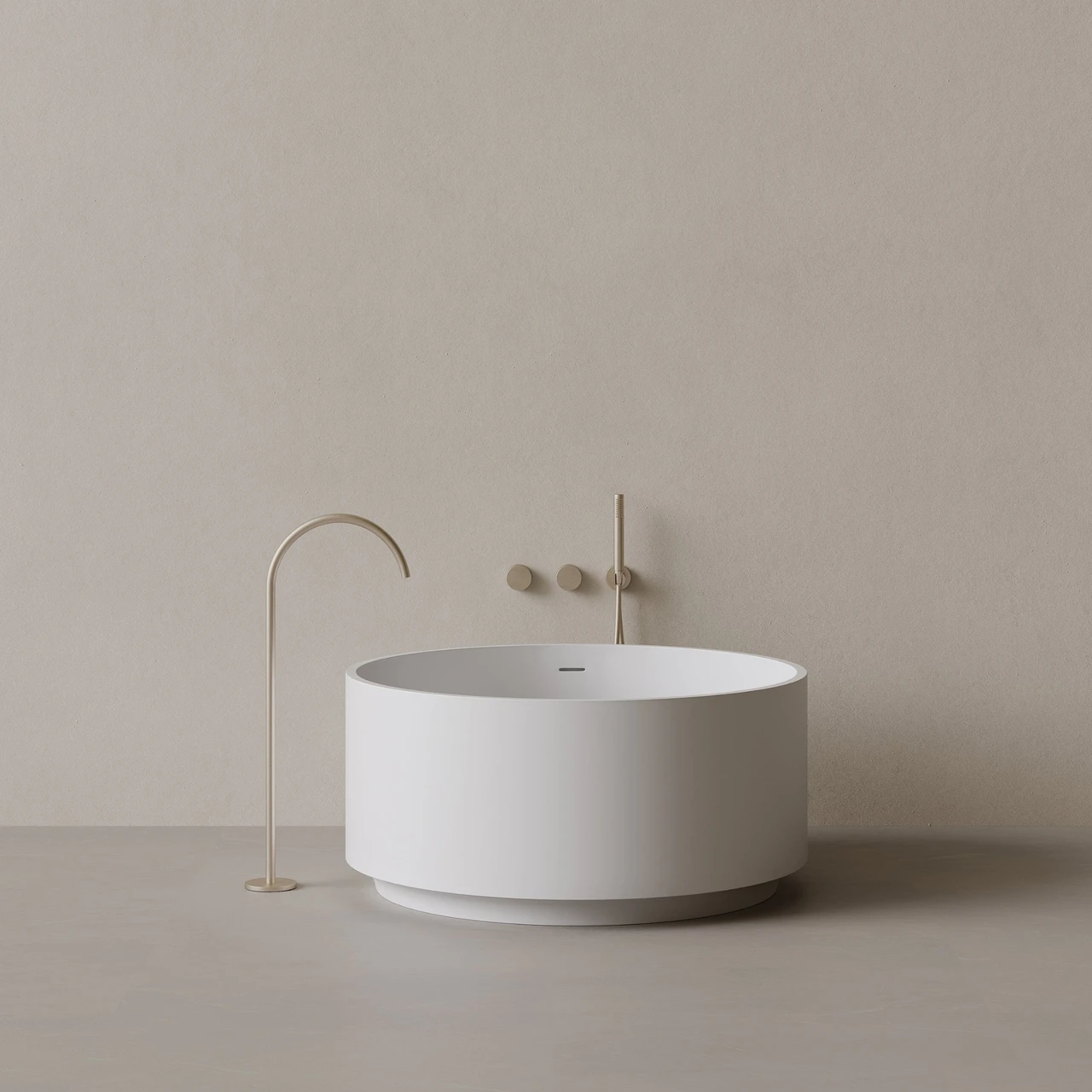 45" x 45" Round Solid Surface Stone Resin Freestanding Bathtub