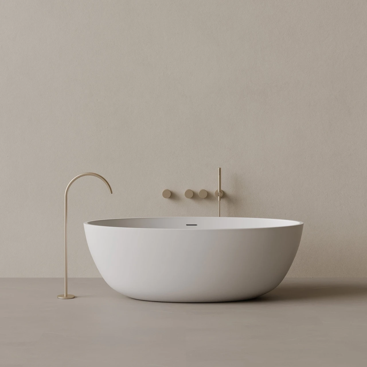 64" x 30" Oval Concrete Freestanding Bathtub