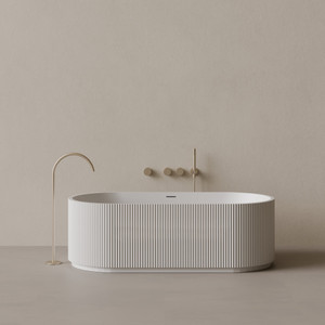 65" x 31" Oval Solid Surface Stone Resin Freestanding Bathtub