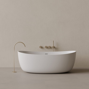 70" x 33" Oval Solid Surface Stone Resin Freestanding Bathtub