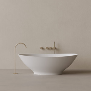 73" x 33" Oval Solid Surface Stone Resin Freestanding Bathtub