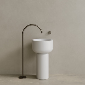 19" x 33" Solid Surface Stone Resin Round Pedestal Sink
