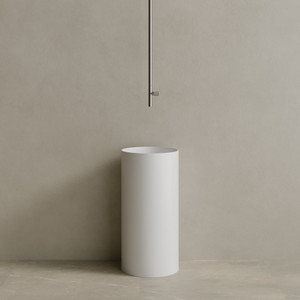 16" x 34" Solid Surface Stone Resin Round Pedestal Sink