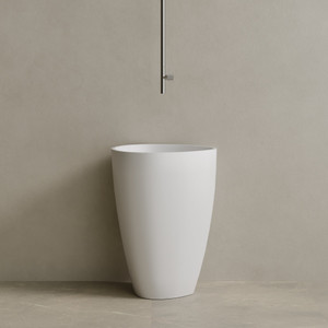 18" x 33" Solid Surface Stone Resin Round Pedestal Sink