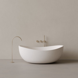 67" x 38" Concrete Oval Freestanding Bathtub