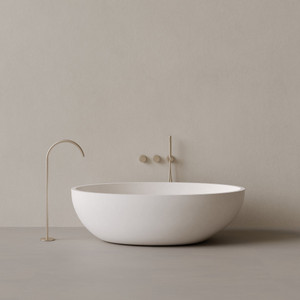 67" x 38" Concrete Oval Freestanding Bathtub