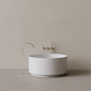 45" x 45" Round Solid Surface Stone Resin Freestanding Bathtub