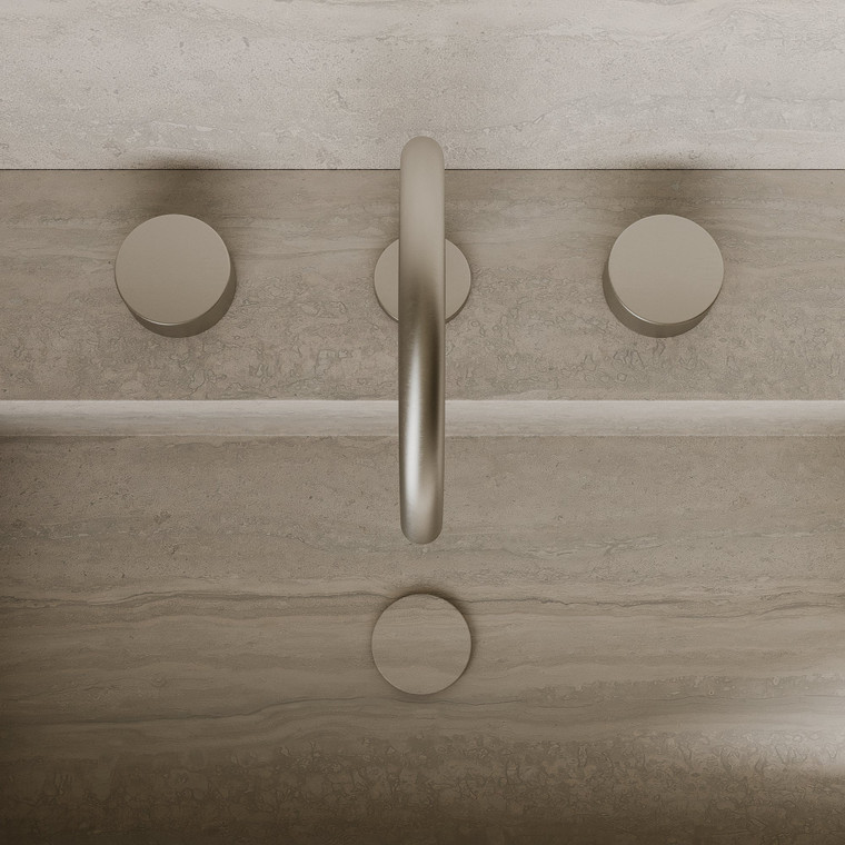 Modern High Arc Counter-Mounted Faucet with Circular Knobs