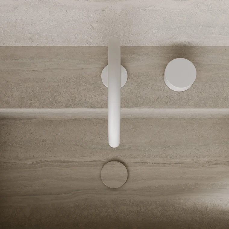 Modern High Arc Counter-Mounted Faucet with Circular Knobs