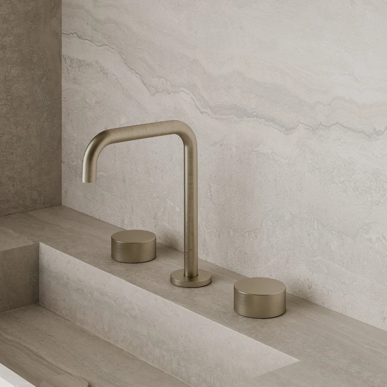 Modern Widespread Square Counter-Mounted Faucet with Circular Knobs