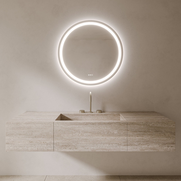 36" Round LED Bathroom Mirror Dimmable and Anti Fog Functionality