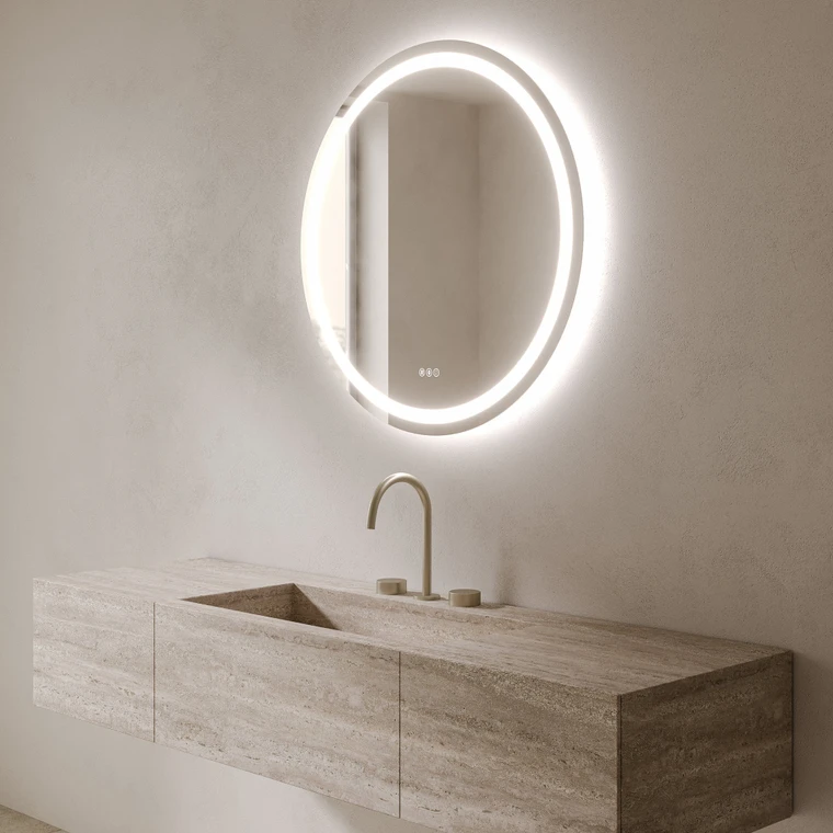 36" Round LED Bathroom Mirror Dimmable and Anti Fog Functionality